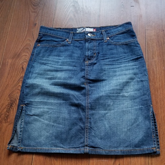 jean skirt with side slits
